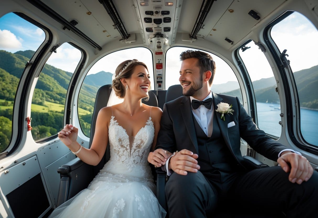 Giv brudeparret en helikoptertur i gave som de kan opleve sammen